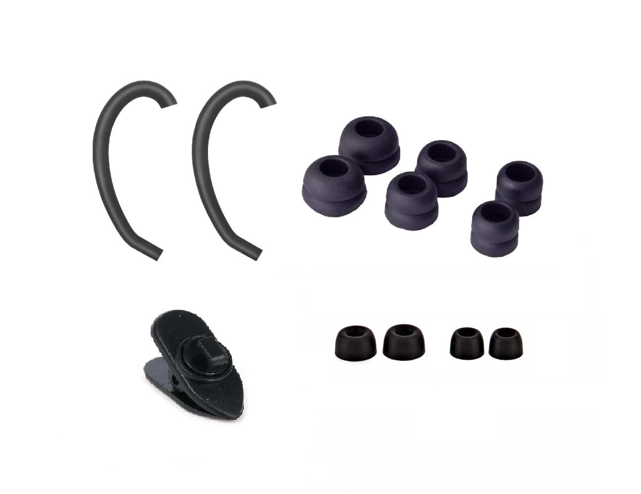 In-ear earbuds and IEM accessory set - Ear hooks, clip, eartips In-ear earbuds and IEM accessory set - Ear hooks, clip, eartips